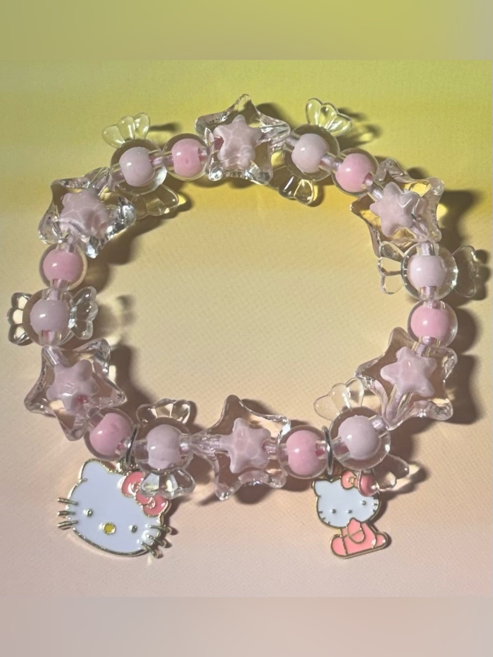 Hello Kitty Pink and Clear Star Charm Bracelet